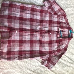 Perry Ellis Casual Button Up Shirt in Plaid Red